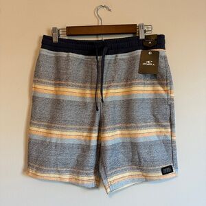 NEW O’Neill Blue Yellow Barro Shorts Above Knee Men’s M Surfer Beach Retro Cozy